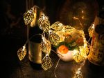 3M 20 LED Geometric Metal Fairy String Lights – Rose Gold Leaf Design – Battery Operated – 8 Modes with Remote - Image 2