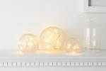 Set of 3 Crackled Glass Fairy Light Orbs – Battery Operated Table Lamps with Warm White LEDs & Timer – UK - Image 2