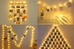 150 LED Photo Clip String Lights – 15M Battery-Powered Fairy Lights with Timer and 60 Pegs – Warm White