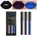 3Pcs Dark Blue Black Purple Matte Liquid Lipsticks