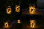 2 Pack Solar Jar Lantern Lights – Hanging Glass Solar Lamps – Warm White LED for Garden, Table, Patio & Yard - Image 10