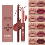 Nude Lipsticks And Lip Liner Set, Matte Finish, Long Lasting, Waterproof - Image 2