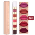 5 In 1 Matte Lipstick Kit Combo Strip Velvet Sexy  Lip Gloss Set