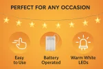 40 LED Battery-Powered Star String Fairy Lights – Warm White – Indoor & Outdoor Use - Image 4