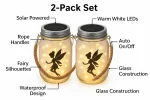 2 Pack Solar Jar Lantern Lights – Hanging Glass Solar Lamps – Warm White LED for Garden, Table, Patio & Yard - Image 4