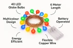Multicolour Globe Fairy Lights – 6m 40 LEDs Battery Powered String Lights – UK - Image 13